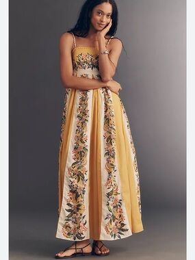 Farm Rio Sand Hilo Sleeveless A-Line Maxi Dress